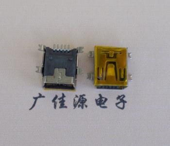 河池MINI USB 5P 接口 母座 全贴带麦拉 高9.6带0.9柱子
