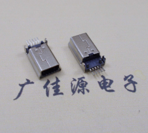 河池MINI USB公头 5pin端子贴板带柱 10.7mm体长