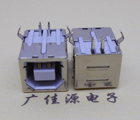 河池USB BF90度母座 打印机接口 卧式插板DIP白胶