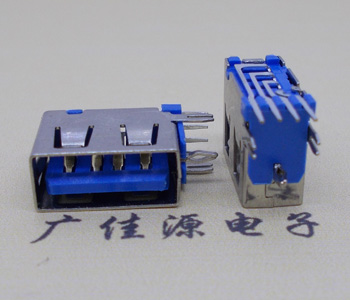 河池USB 测插2.0母座 短体10.0MM 接口 蓝色胶芯