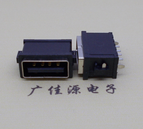 河池usb2.0立式防水母座直插4pinA口型防水IP67级