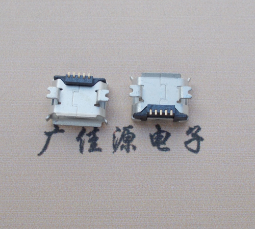 河池Micro USB 5PIN接口,B型垫高0.9mm鱼叉脚贴片雾锡卷边