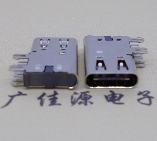 河池侧插USB3.1接头座子.90度type-c母座.6p侧插连接器