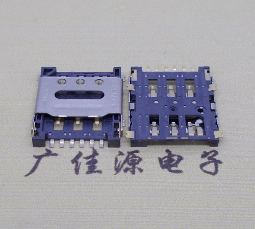 河池掀盖手机卡座nano sim 1.5h 6pin超薄双用插卡贴片式