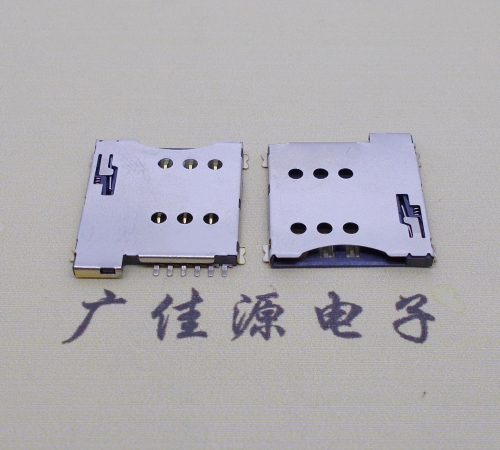 河池手机自弹卡座 MICRO SIM 1.35H 6P PUSH卡座连接器