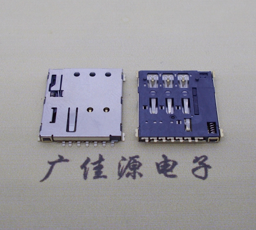 河池NANO SIM 自弹式卡座 1.37H 带CD测试7Pin 手机卡座连接器