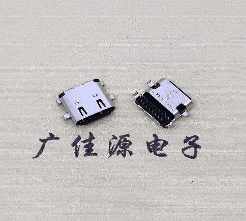 河池type c16pin沉板接口.双排插板母座.16p端子镀金30U